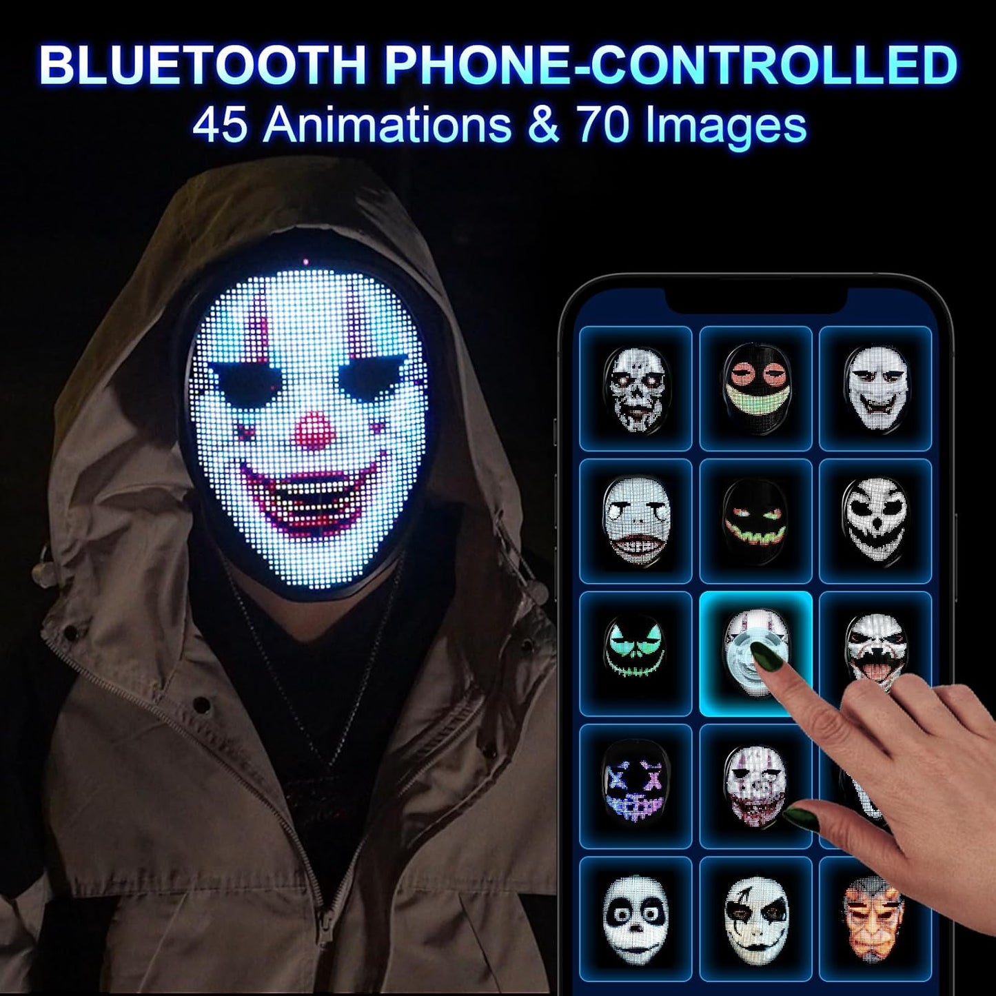 Mr.Bogie Face Transforming LED Mask Bluetooth App Controlled (x3 AAA Battery)